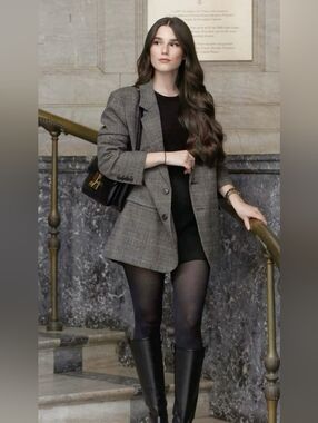 Hillard & Hanson houndstooth midi-length blazer